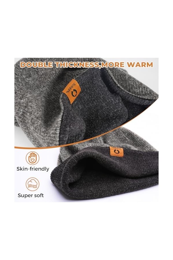 Sukeen Bonnet pour homme et femme - Bonnet dhiver - Bonnet dhiver - Bonnet dhiver pour femme - Bonnet tricoté élastique - 