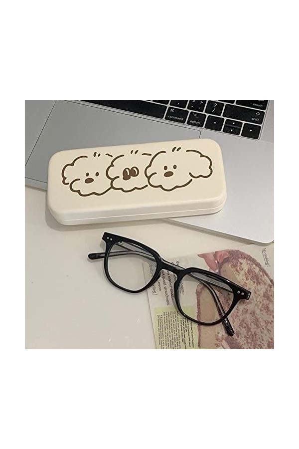 EXELNT Mignon Dessin animé Mignon Lunettes Mallette de Rangement Portable Ours Simple boîte de Rangement en Cuir Lunettes Acc