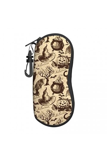 Étui à lunettes avec chapeau de sorcière et lunettes de soleil en néoprène ultra léger et pratique avec mousqueton, Noir , ta