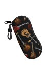 Étui à lunettes avec motif guitares et lunettes de soleil en néoprène souple, ultra léger et pratique avec mousqueton, Noir ,