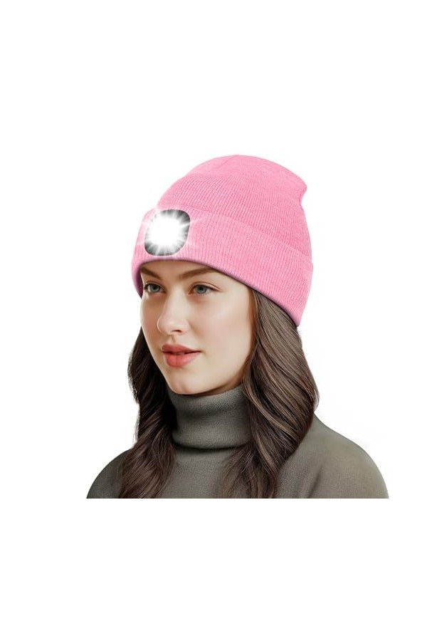 Richaa Bonnet tricoté avec lumière, Rose, 45-60