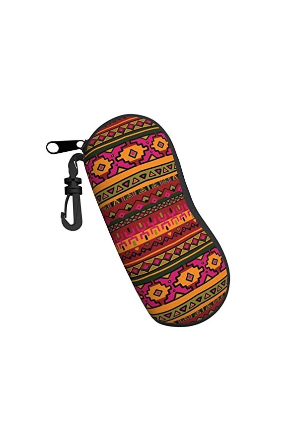 Étui à lunettes mexicain Folk Art Boho Imprimé Portable Néoprène Lunettes de soleil Étui Souple Ultra-léger et pratique avec 