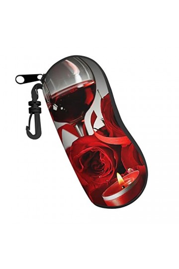 Étui à lunettes en néoprène avec motif rose rouge et vin romantique, imprimé pour les amateurs de lunettes de soleil - Étui s
