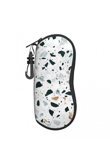 Terrazzo Étui à lunettes en néoprène Motif marbre pastel, Noir , taille unique