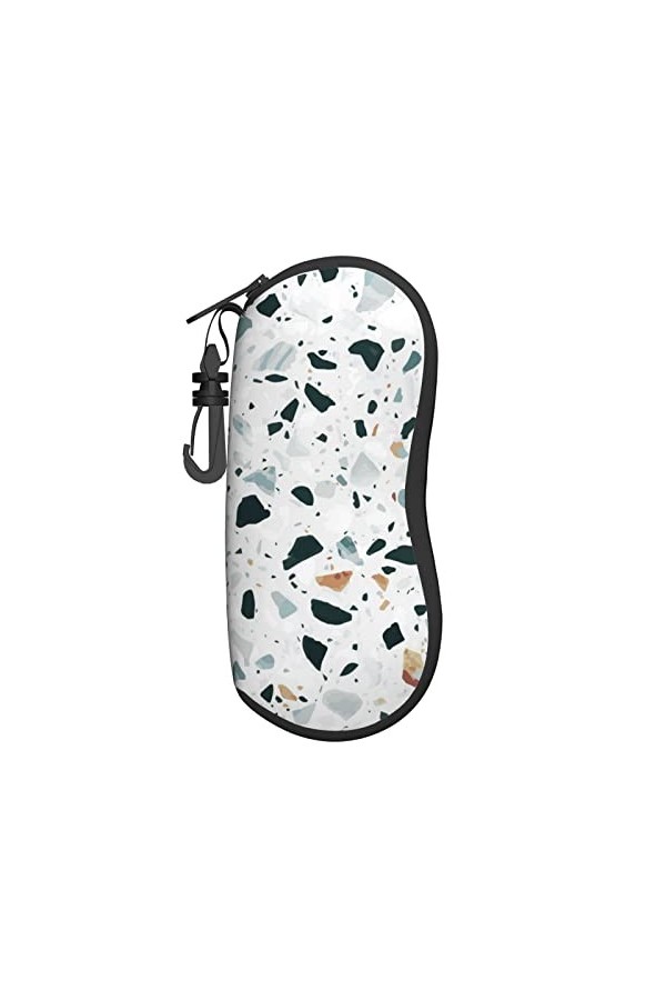 Terrazzo Étui à lunettes en néoprène Motif marbre pastel, Noir , taille unique