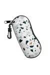 Terrazzo Étui à lunettes en néoprène Motif marbre pastel, Noir , taille unique