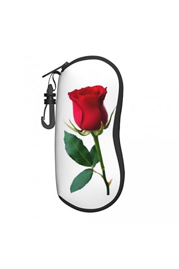 Étui à lunettes en néoprène avec motif rose rouge, Noir , taille unique