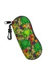 Étui à lunettes en néoprène avec motif grenouille - Ultra léger et pratique - Avec mousqueton, Noir , taille unique