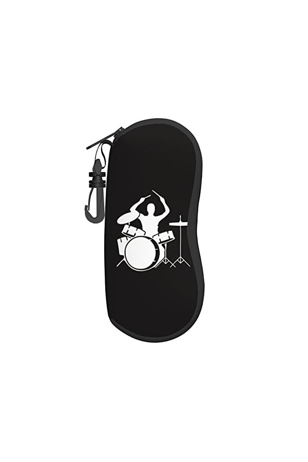 Étui à lunettes en néoprène avec motif batteur - Ultra léger et pratique - Avec mousqueton, Noir , taille unique