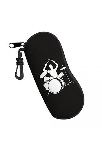 Étui à lunettes en néoprène avec motif batteur - Ultra léger et pratique - Avec mousqueton, Noir , taille unique