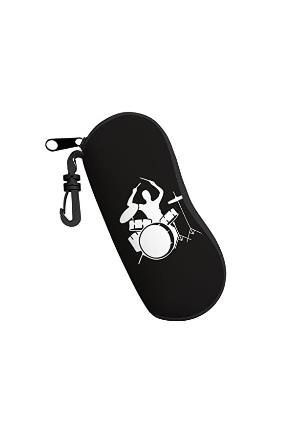 Étui à lunettes en néoprène avec motif batteur - Ultra léger et pratique - Avec mousqueton, Noir , taille unique