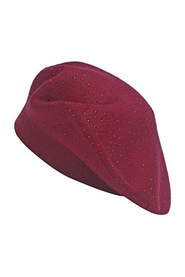 ZLYC Béret en laine pour femme classique français béret chaud, Marguerite brodée beige, taille unique