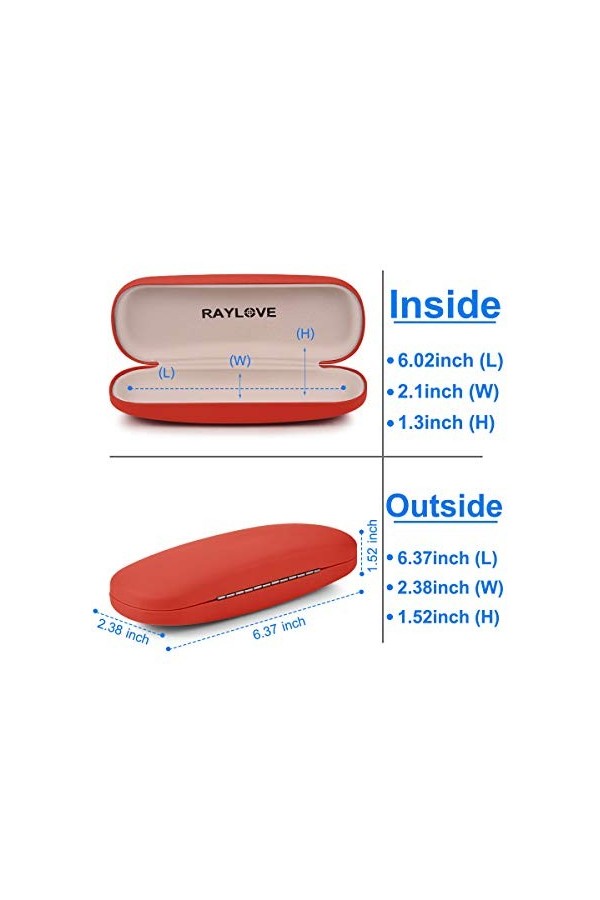 Raylove Lot de 3 étuis à lunettes rigides unisexes - - Taille unique