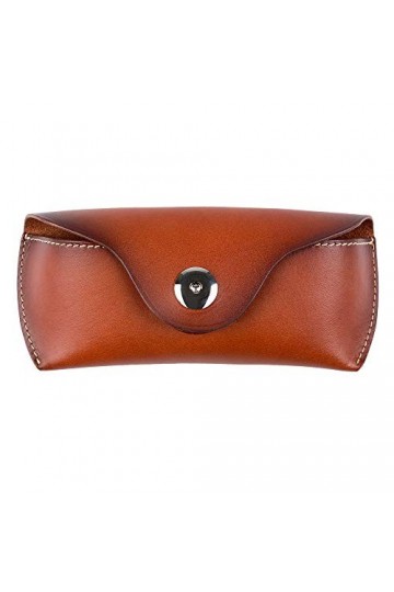 ZLYC Étui de lunettes, rigide, en cuir véritable, fait main, unisexe, Boucle magnétique, marron., taille unique