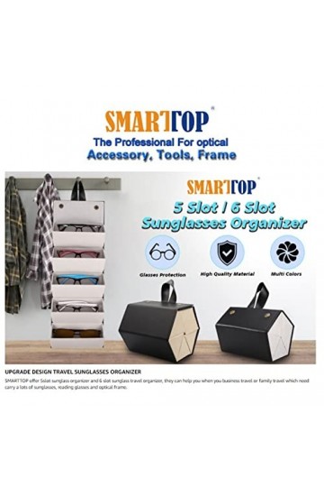 CUEI Étui de Rangement pour Lunettes de Soleil, Cuir PU 5 Fentes Pliable Plusieurs Paires de Lunettes boîte de Rangement étui