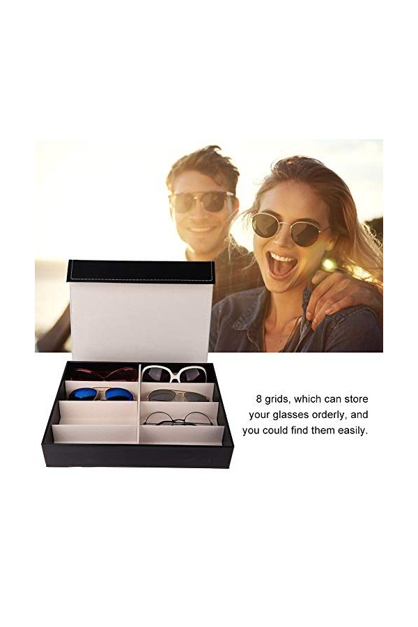 ANKROYU Boîte à Lunettes, Boîte à Lunettes Délicate à 8 Grilles, étuis De Rangement Pour Présentoirs De Lunettes, Organisateu