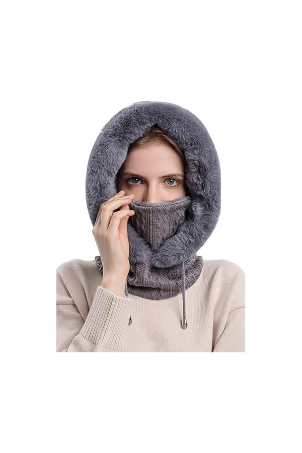 YXQSED Chapeau dhiver en Tricot Femme Bonnet Écharpe Ensemble Chapeau à Pompon Chaud Cache-cou Tour de Cou de Doublure Polai