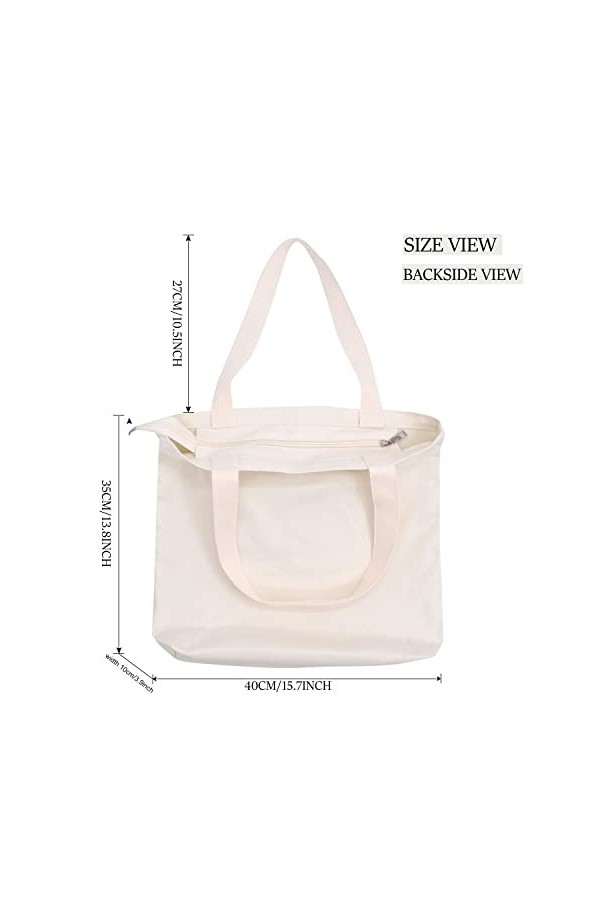 Sac en toile Femmes Hommes Tote Bag Grand sac à main Shopper avec poche intérieure zippée Mode Sac à bandoulière imprimé pour