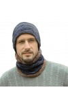 YXQSED 2 en 1 Chaud Bonnet Chapeau Écharpe Tricot et Tour de Cou avec Doublure Polaire Ensemble Bonnet Echarpe Homme Femme Bo