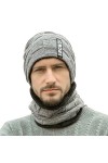 YXQSED 2 en 1 Chaud Bonnet Chapeau Écharpe Tricot et Tour de Cou avec Doublure Polaire Ensemble Bonnet Echarpe Homme Femme Bo