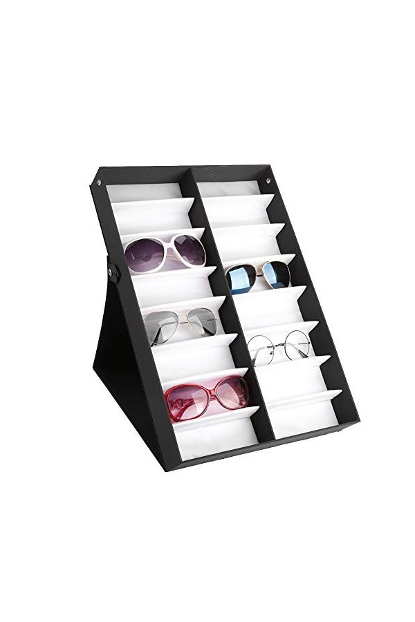 lahomie Boîte de Rangement de Lunettes de 16 grilles, Caisse dorganisateur de Lunettes de Lunettes de Soleil Lunettes Platea