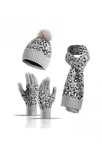 QUNERY Bonnets, Écharpe et Gants Femme 12er Set, Hiver Bonnet Tricoté Chaud et Gants Tactiles Doublure Polaire, Longue Écharp