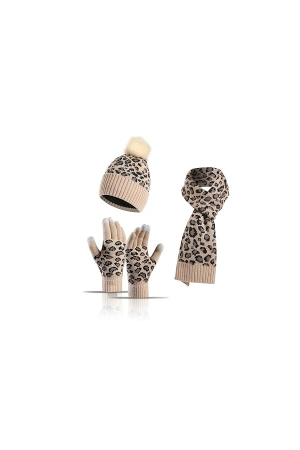 QUNERY Bonnets, Écharpe et Gants Femme 12er Set, Hiver Bonnet Tricoté Chaud et Gants Tactiles Doublure Polaire, Longue Écharp
