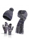 QUNERY Bonnets, Écharpe et Gants Femme 12er Set, Hiver Bonnet Tricoté Chaud et Gants Tactiles Doublure Polaire, Longue Écharp