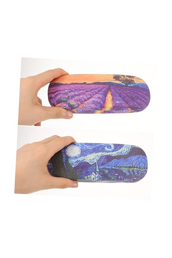 Lurrose Étui À Lunettes Rigide 8 Pcs Peinture À LHuile Étui À Lunettes Voyage Lunettes De Soleil Organisateur Étuis En Verre