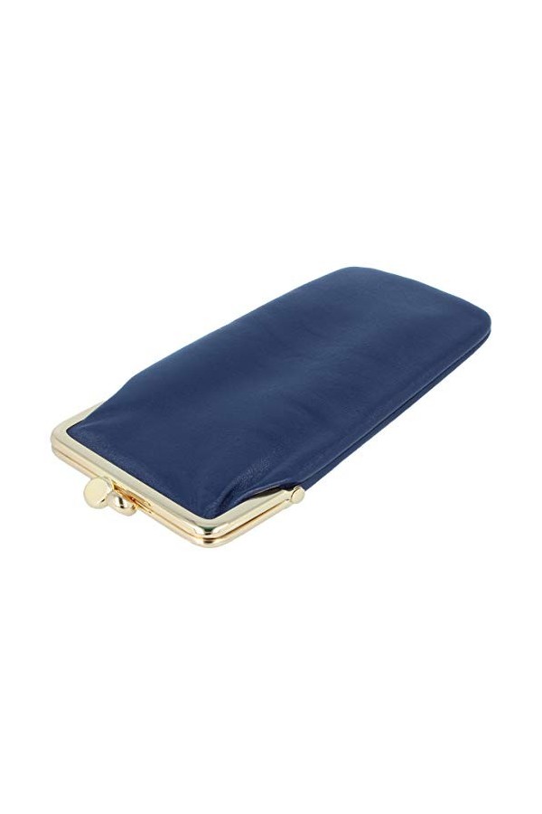 Étui à lunettes élégant avec fermeture à cliquet en cuir de qualité supérieure - Tina en bleu