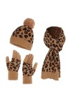 Ensemble Bonnet Écharpe Gants Femme,Echarpe et Ensemble de Gants à écran Tactile Chapeau Tricoté Thermique 3 Pièces Echarpe D