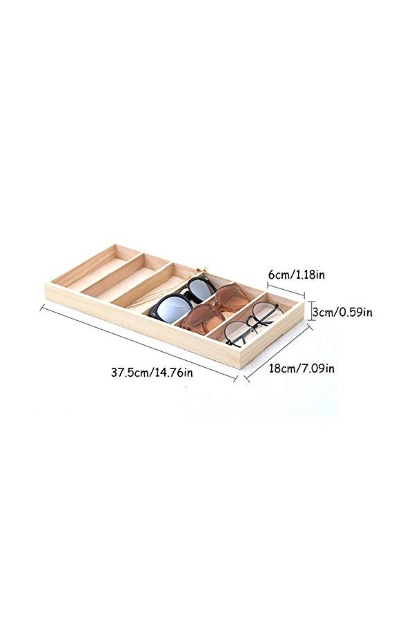 CLSMYLFB Boîte de rangement en bois pour lunettes de soleil avec 6 compartiments