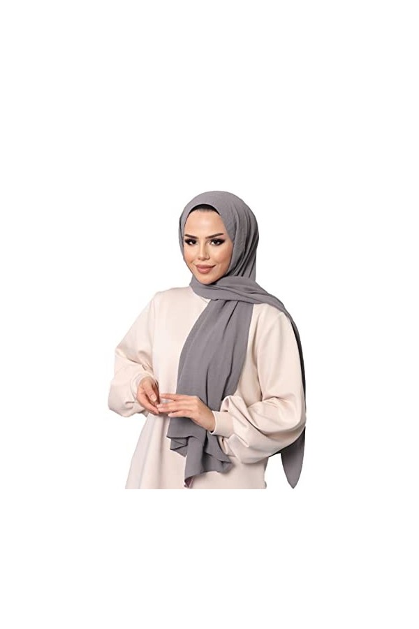 Ayenza Moda® Foulard hijab opaque avec texture froissée et extensible, turban, bleu marine