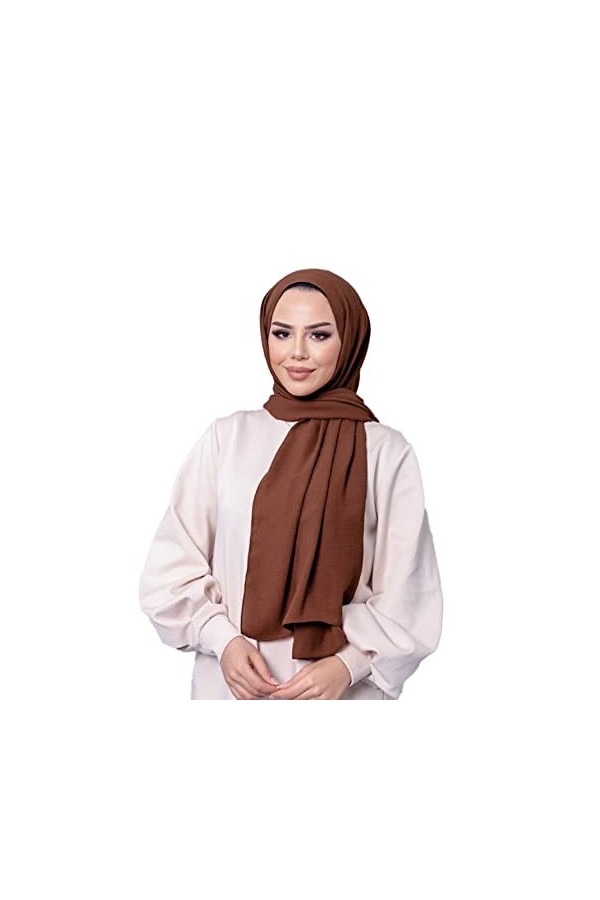 Ayenza Moda® Foulard hijab opaque avec texture froissée et extensible, turban, bleu marine