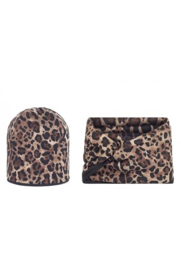 HAT YOU Ensemble dhiver réversible pour femme avec motif léopard, double couche, Spotted, taille unique