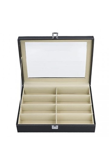 Étui de Rangement pour Lunettes, Grande Boîte de Rangement, Design Transparent, Plusieurs 8 Fentes, Support de Boîtier, Conte