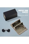 SENFEISM Lunettes Boîte De Rangement Organisateur Rétro PU Double Couche Lunettes Boîte De Rangement Voyage Portable Pliable 