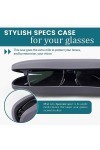 SpecNest Étui à lunettes - Coque rigide pour lunettes de soleil et lunettes de soleil - Coque en acier inoxydable avec cuir v