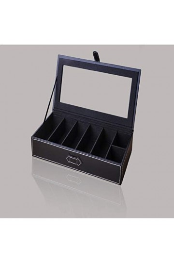 SENFEISM Lunettes boîte de Rangement Organisateur Unisexe Haut de Gamme Mode 5 Fentes en Cuir Lunettes de Soleil Lunettes boî