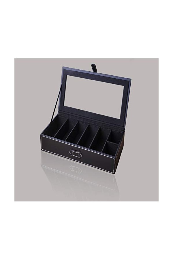 SENFEISM Lunettes boîte de Rangement Organisateur Unisexe Haut de Gamme Mode 5 Fentes en Cuir Lunettes de Soleil Lunettes boî