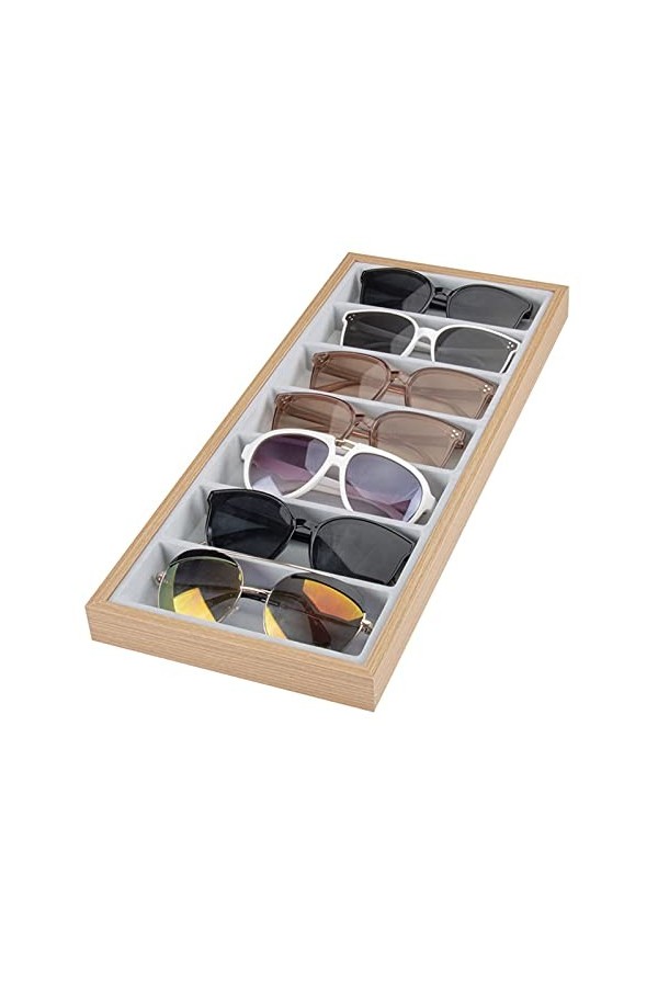 WAOCEO Support à Lunettes Lunettes de Soleil 7 Grille Boîte de Rangement Organisateur Verres Affichage Support de Support Por