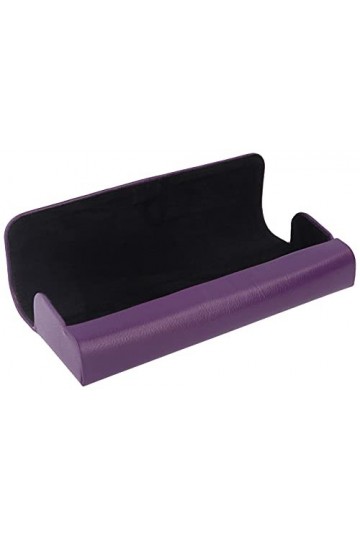 Étui à lunettes élégant Berlin en cuir véritable ultra doux avec coutures décoratives élégantes violettes.