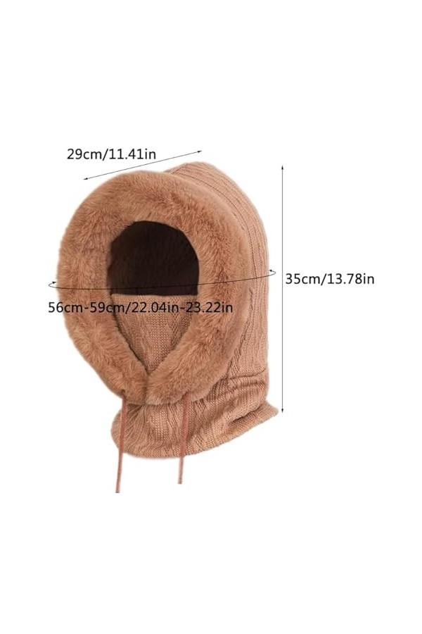 MSIHEY 2 en 1 Bonnet Écharpe Tricotés Ensemble, Bonnet Cagoule Femme Hiver Cache Cou en Tricot Coupe-Vent Chapeau pour lhive