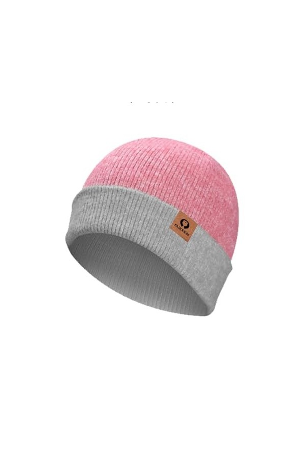 Bonnet dhiver unisexe pour homme et femme 2 en 1 réversible Bonnet dhiver pour garçon Chapeaux bouffants doux, chaud, exten