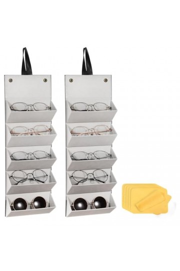 PATIKIL Lunettes de Soleil Organiseur 5 Emplacements, 2 Paquets Voyage Lunettes Étuis Multiple Paires Lunettes Rangement Plia