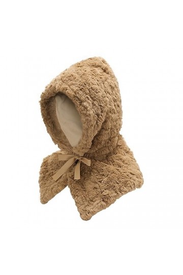 ZLYC Bonnet dhiver en tricot pour femme avec capuche, Marron uni, taille unique