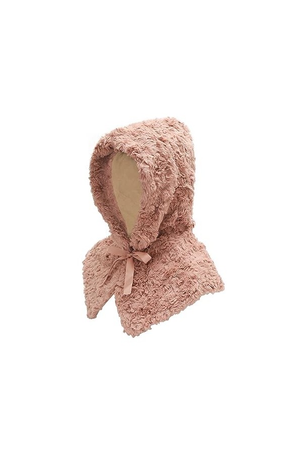 ZLYC Bonnet dhiver en tricot pour femme avec capuche, Marron uni, taille unique