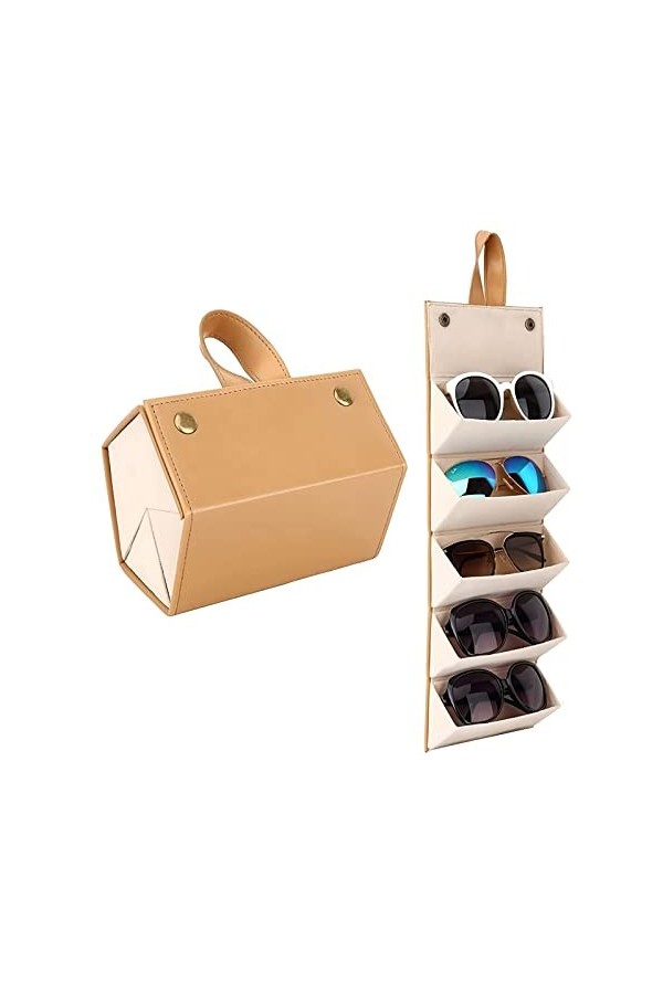 Cokritsm Étui de rangement portable pour lunettes de soleil avec 5 emplacements pour voyage, organiseur de lunettes de soleil
