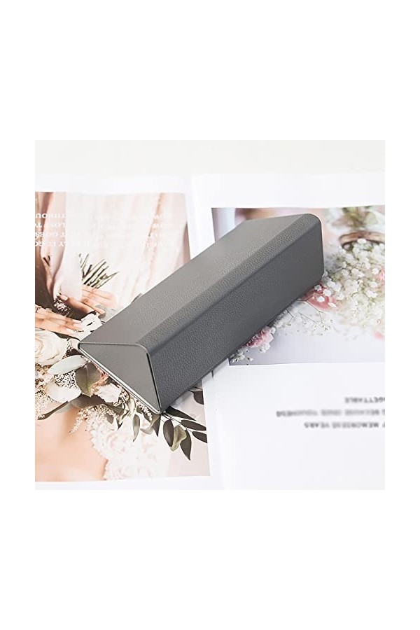 BDRAW Étui à Lunettes Coque Rigide Litchi Motif Cuir Triangle Lunettes Pliantes for Hommes et Femmes étui à Lunettes Portable