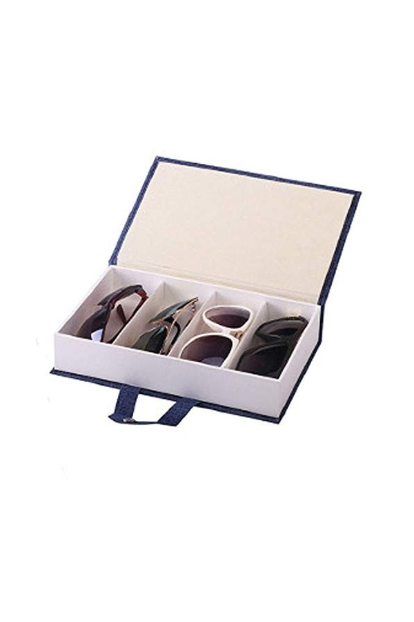 Femmes Hommes Organisateur de Lunettes de Soleil, Mode Portable Livre en forme de 4 emplacements Lunettes Boîte de rangement 